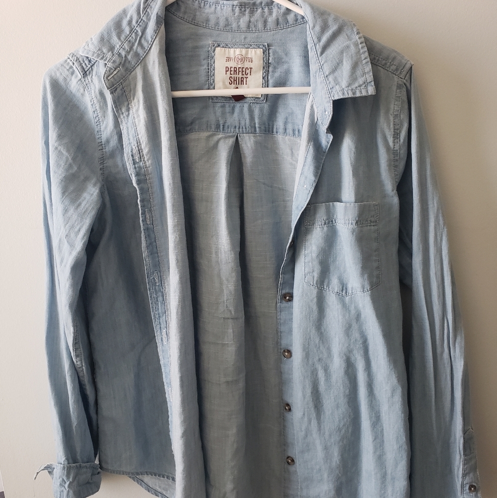 Size Medium, denim button up